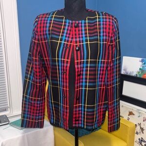 Plaid Women's Jacket - Multicolor fun and cute size 8